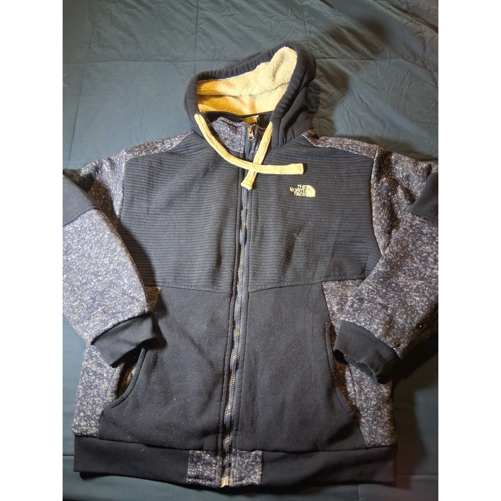 The‎ North Face Mens XL Sherpa Lined Full Zip Hoodie Jacket Marled Navy Blue